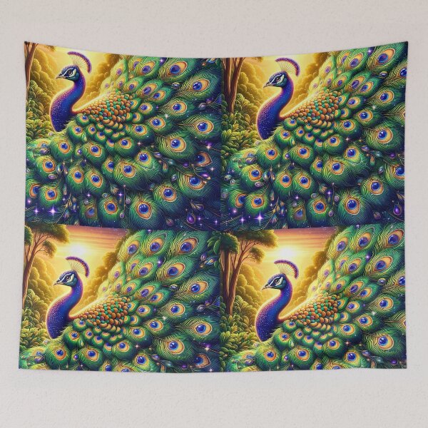 Item preview, Golden Hour Splendor: Peacocks Evening Display designed and sold by EmeraldeaArt.