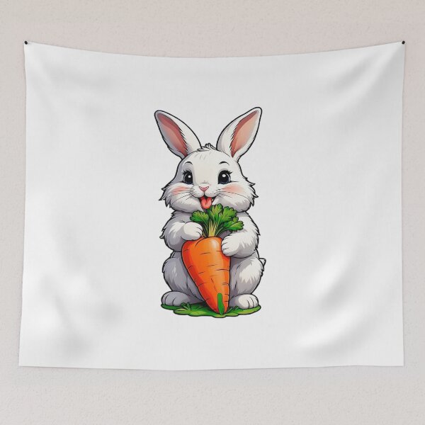 Item preview, Cute White Bunny Rabbit Eating Carrot designed and sold by Bunmigraphics .