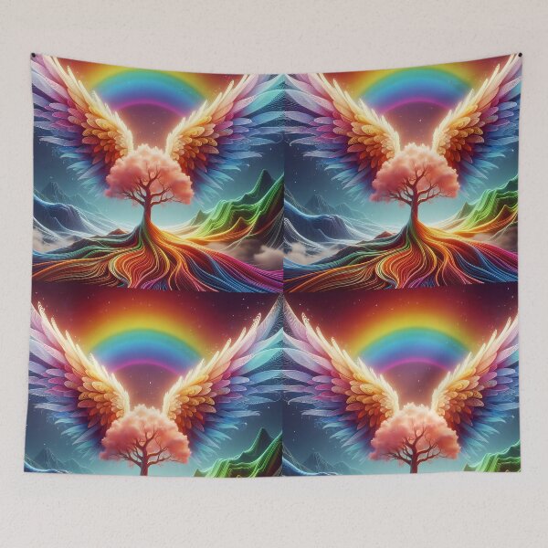 Item preview, Prismatic Haven: Where Roots Rise and Wings Soar, fantasy landscape designed and sold by EmeraldeaArt.