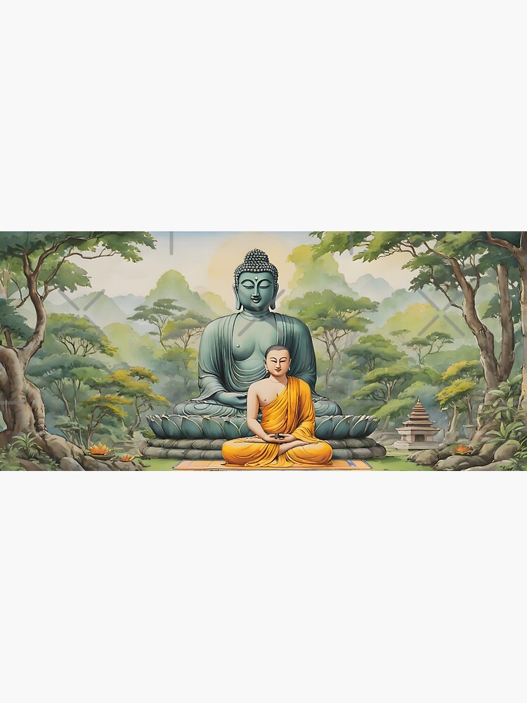 Thumbnail 3 of 3, Sticker, Buddha Meditation 2 designed and sold by McMuggles.