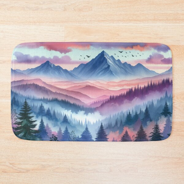 Item preview, Misty indigo forest at mountains sunset designed and sold by myrll.