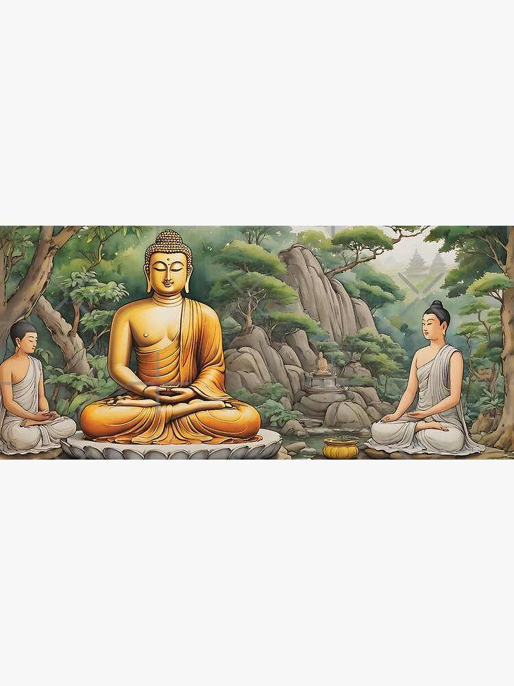 Thumbnail 3 of 3, Sticker, Buddha Mediatation 3 designed and sold by McMuggles.