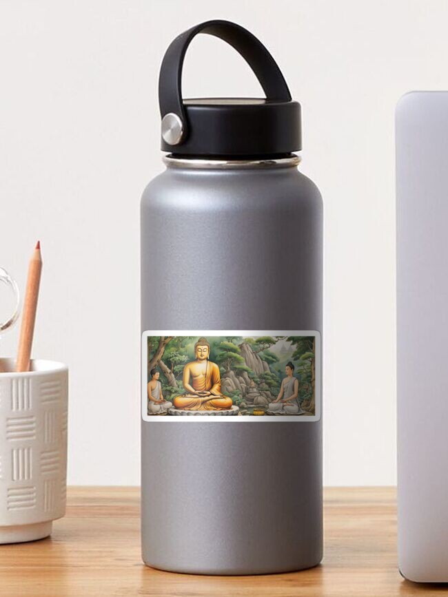 Thumbnail 1 of 3, Sticker, Buddha Mediatation 3 designed and sold by McMuggles.