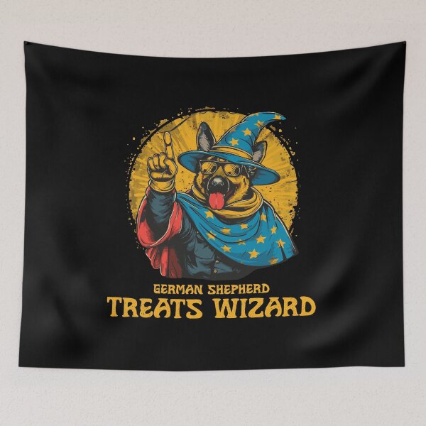 Item preview, Funny German VIntage Shepherd Wizard, Dog Owner  men woman kids designed and sold by TheRealmWithin.