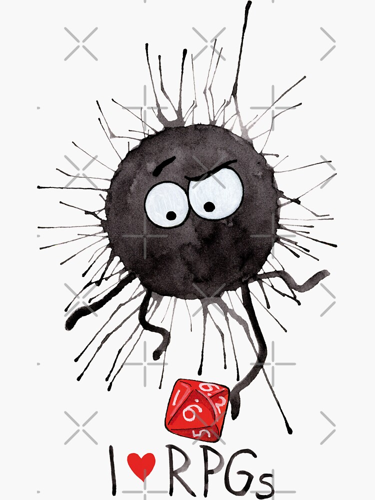 Thumbnail 3 of 3, Sticker, I love RPGs Puffball designed and sold by CaryadArtwork.