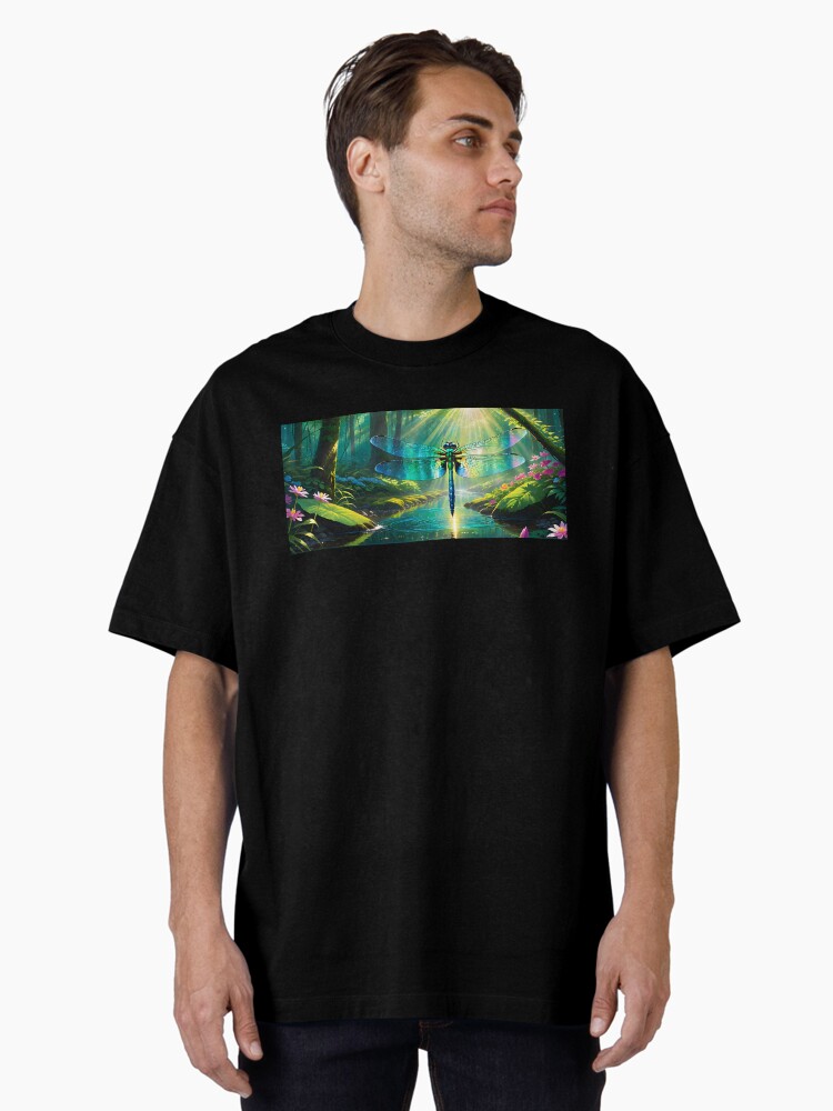 Thumbnail 2 of 7, Oversized T-Shirt, Majestic Dragonfly Scene 2 designed and sold by McMuggles.