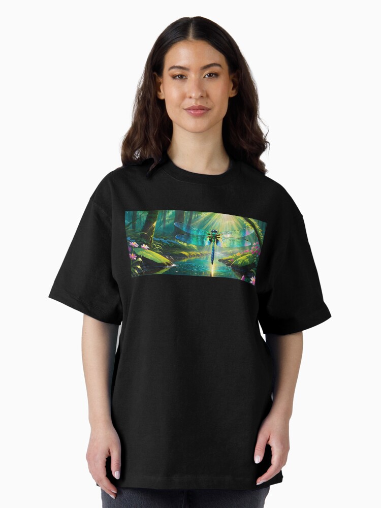 Thumbnail 1 of 7, Oversized T-Shirt, Majestic Dragonfly Scene 2 designed and sold by McMuggles.