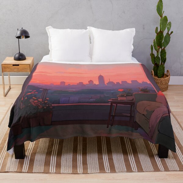 Item preview, Pastel Aesthetic Cozy Room Overlooking the Cityscape Ver 3 designed and sold by thecatcouch.