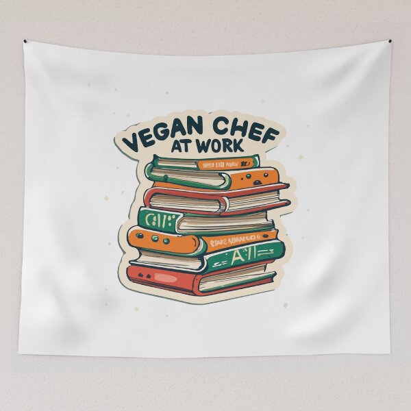 Item preview, Vegan Chef at Work - Whimsical Cookbook Stack Design designed and sold by NiftyWrx.