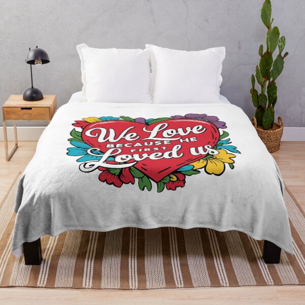 Item preview, We Love Because He Loved Us first! Heart Floral Bible Verse designed and sold by PMCreative.