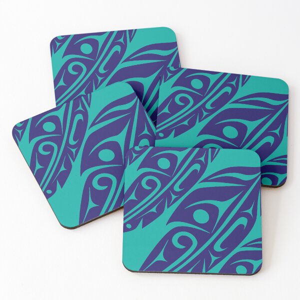 Item preview, Four Feathers (Blue on Teal) designed and sold by Lou-ann Neel.