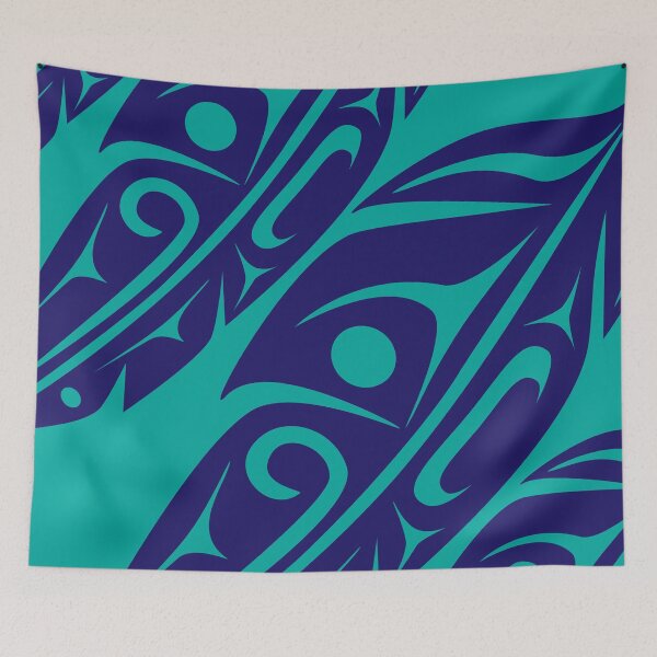 Item preview, Four Feathers (Blue on Teal) designed and sold by Lou-ann Neel.
