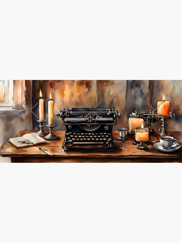 Thumbnail 3 of 3, Sticker, Watercolour of Vintage Typewriter 1 designed and sold by McMuggles.
