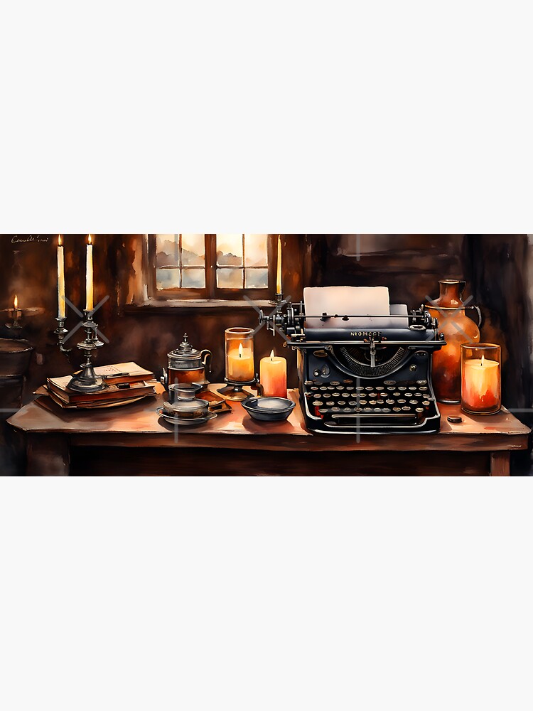 Thumbnail 3 of 3, Sticker, Watercolour of Vintage Typewriter 2 designed and sold by McMuggles.