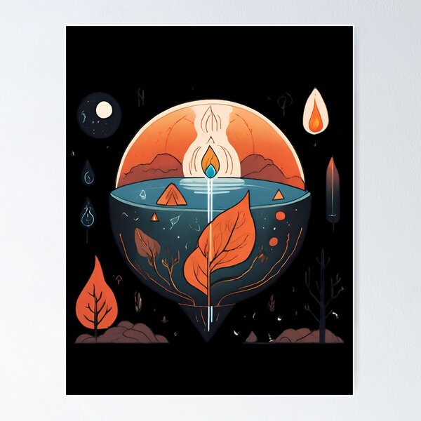 Item preview, Minimalist Elemental Symbols Earth Air Fire Water designed and sold by ChicTrendz.