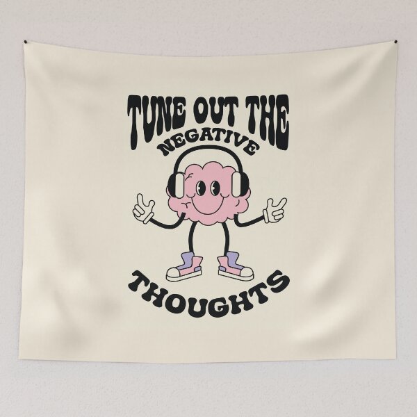 Item preview, Tune Out The Negative Thoughts Groovy Inspirational Poster designed and sold by Nevermind-artss.