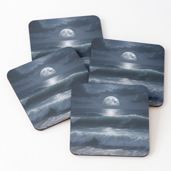 Item preview, Blue Ocean Waves in Foull Moon Light designed and sold by digoarpi.