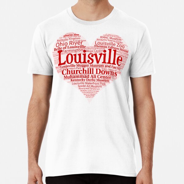 Really Awesome Shirts Retro Louisville Kentucky Skyline Heart Distressed T-Shirt Men's Large / Yellow