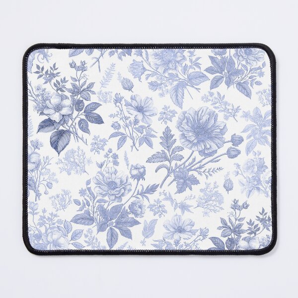 Item preview, Toile de Jouy Vintage illustrated flowers in blue designed and sold by NoaaDesign.