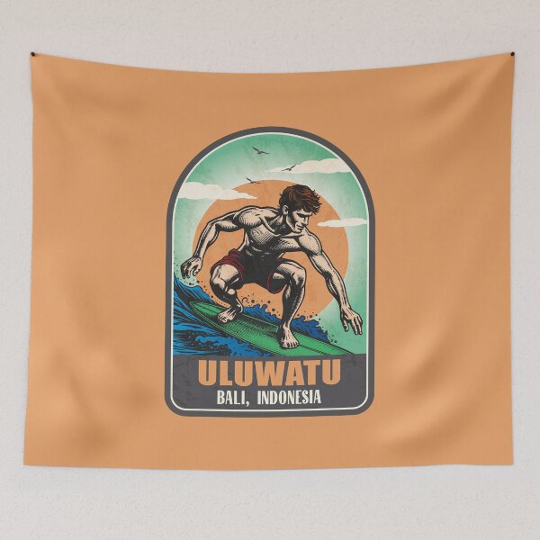 Item preview, Uluwatu Bali Indonesia Vintage Surfing Graphic designed and sold by CynthiaGraphics.