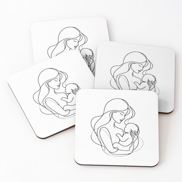 Item preview,  One Line Drawing Mother With Baby (Abstract Art) designed and sold by MusesWhispers.