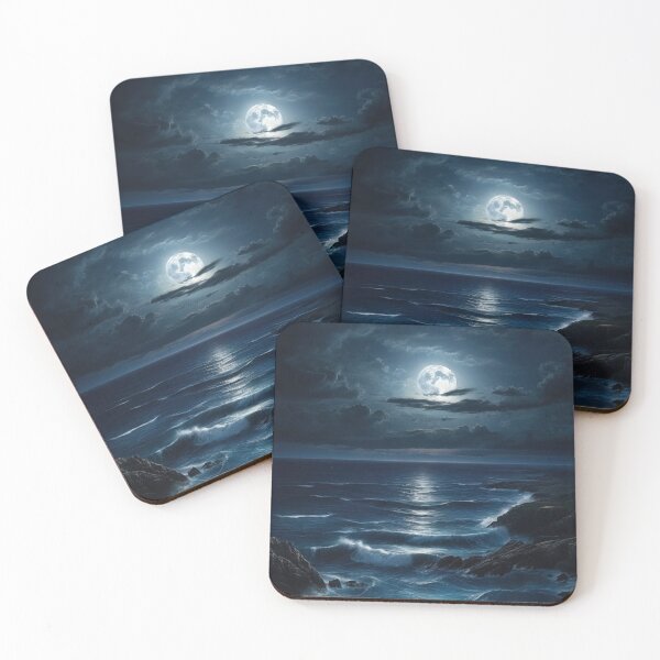 Item preview, Blue Ocean Waves in Foull Moon Light designed and sold by digoarpi.