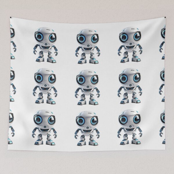 Item preview, Robot con IA de dibujos animados en 3D, lindo robot, asistente de robot, logotipo, calcomanía, artes de pared, impresiones artísticas y más designed and sold by Kevin Lou.