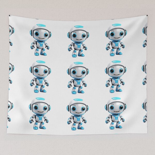 Item preview, Robot con IA de dibujos animados en 3D, lindo robot, asistente de robot, logotipo, calcomanía, artes de pared, impresiones artísticas y más designed and sold by Kevin Lou.