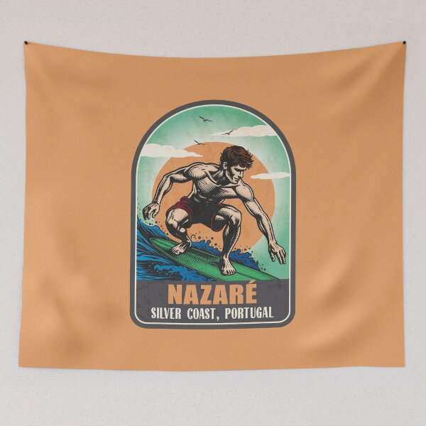 Item preview, Nazare Silver Coast Portugal Vintage Surfing Graphic designed and sold by CynthiaGraphics.