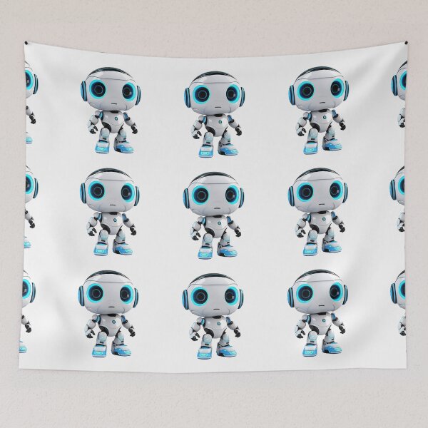 Item preview, Robot con IA de dibujos animados en 3D, lindo robot, asistente de robot, logotipo, calcomanía, artes de pared, impresiones artísticas y más designed and sold by Kevin Lou.