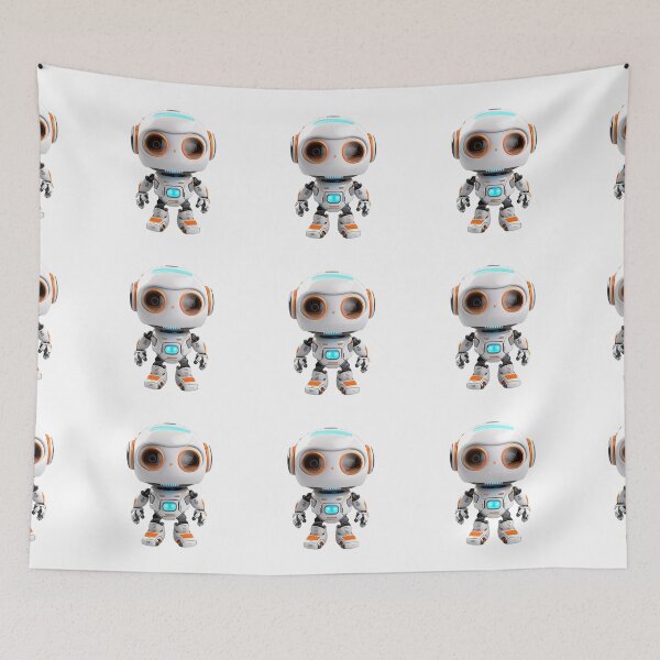 Item preview, Robot con IA de dibujos animados en 3D, lindo robot, asistente de robot, logotipo, calcomanía, artes de pared, impresiones artísticas y más designed and sold by Kevin Lou.