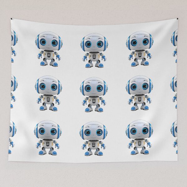 Item preview, Robot con IA de dibujos animados en 3D, lindo robot, asistente de robot, logotipo, calcomanía, artes de pared, impresiones artísticas y más designed and sold by Kevin Lou.