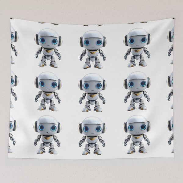 Item preview, Robot con IA de dibujos animados en 3D, lindo robot, asistente de robot, logotipo, calcomanía, artes de pared, impresiones artísticas y más designed and sold by Kevin Lou.