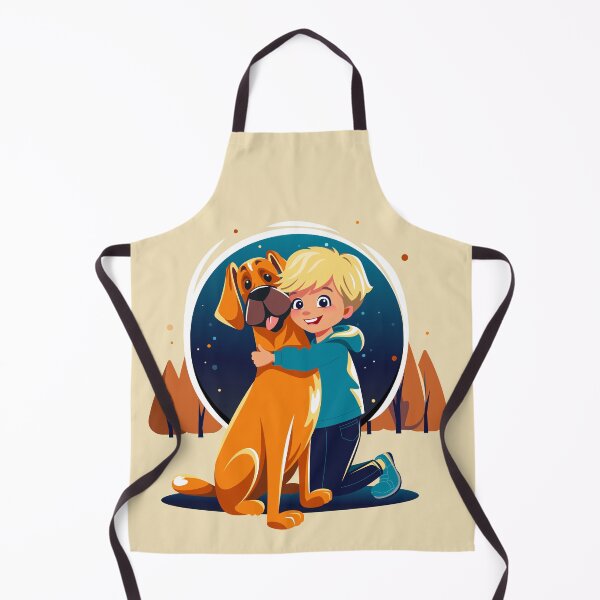 Item preview, Boy kid hugging dog Great Dane designed and sold by kavalenkavart.