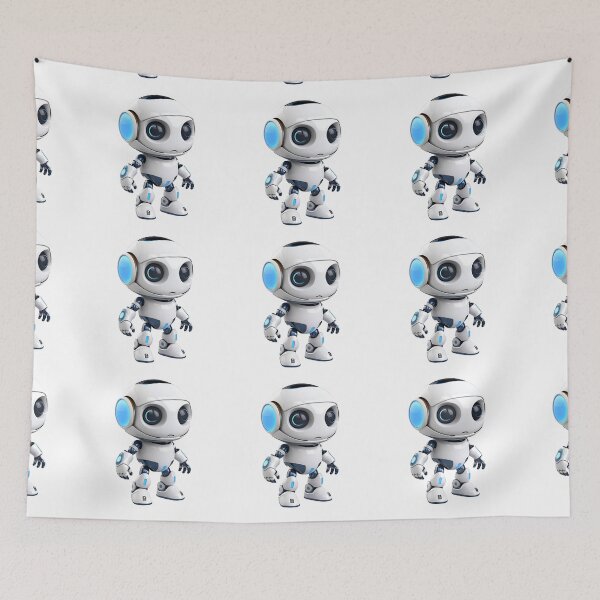 Item preview, Robot con IA de dibujos animados en 3D, lindo robot, asistente de robot, logotipo, calcomanía, artes de pared, impresiones artísticas y más designed and sold by Kevin Lou.