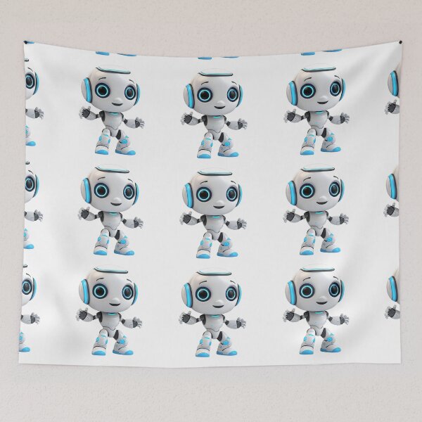 Item preview, Robot con IA de dibujos animados en 3D, lindo robot, asistente de robot, logotipo, calcomanía, artes de pared, impresiones artísticas y más designed and sold by Kevin Lou.