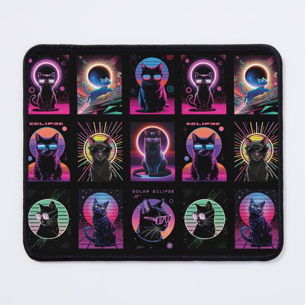 Item preview, Pattern Solar Eclipse Cats - Neon Colors designed and sold by karsad.