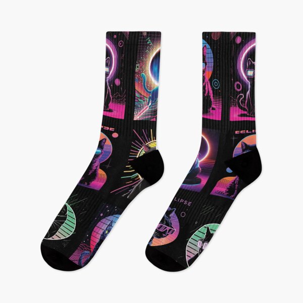 Item preview, Pattern Solar Eclipse Cats - Neon Colors designed and sold by karsad.