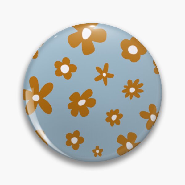 Item preview, Retro Florals Tan & Light blue designed and sold by AllyDesignNZ.