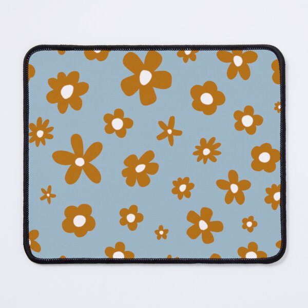 Item preview, Retro Florals Tan & Light blue designed and sold by AllyDesignNZ.