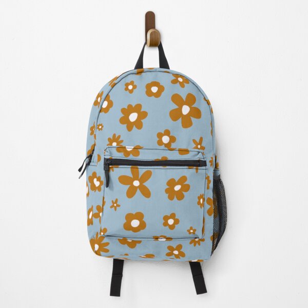 Item preview, Retro Florals Tan & Light blue designed and sold by AllyDesignNZ.