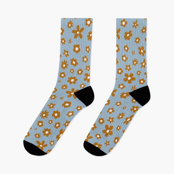 Item preview, Retro Florals Tan & Light blue designed and sold by AllyDesignNZ.