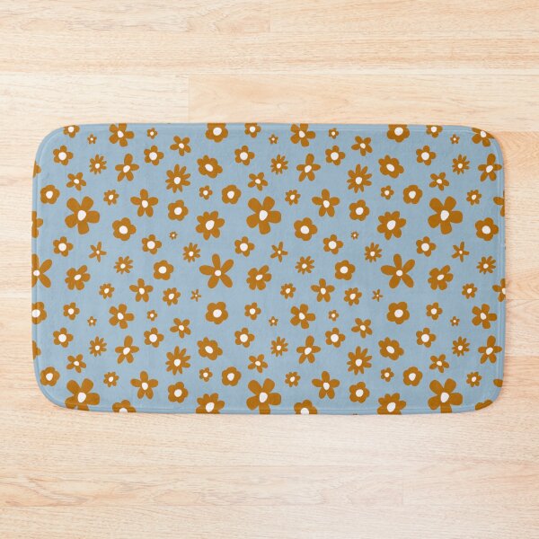 Item preview, Retro Florals Tan & Light blue designed and sold by AllyDesignNZ.