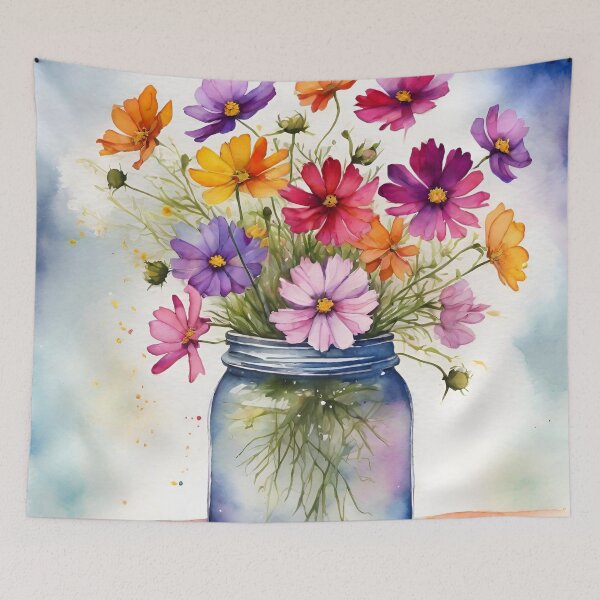Item preview, A jar of blooms cosmos flowers designed and sold by NingningS.