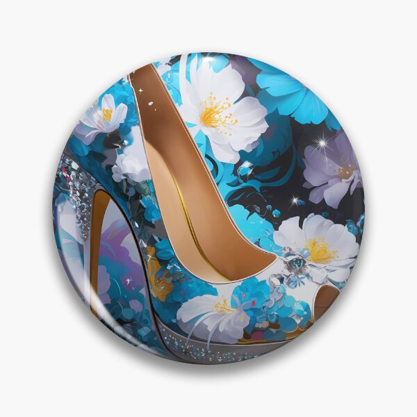 Item preview, Whispering Moonflower Heels, blue-white floral stiletto designed and sold by EmeraldeaArt.