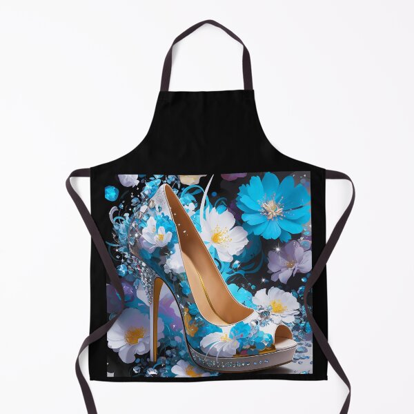 Item preview, Whispering Moonflower Heels, blue-white floral stiletto designed and sold by EmeraldeaArt.