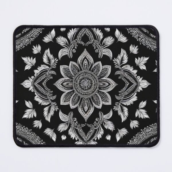 Item preview, RogerPattern - "Elegant Bloom: Black Bandana with White Flowers" designed and sold by RogerPattern.