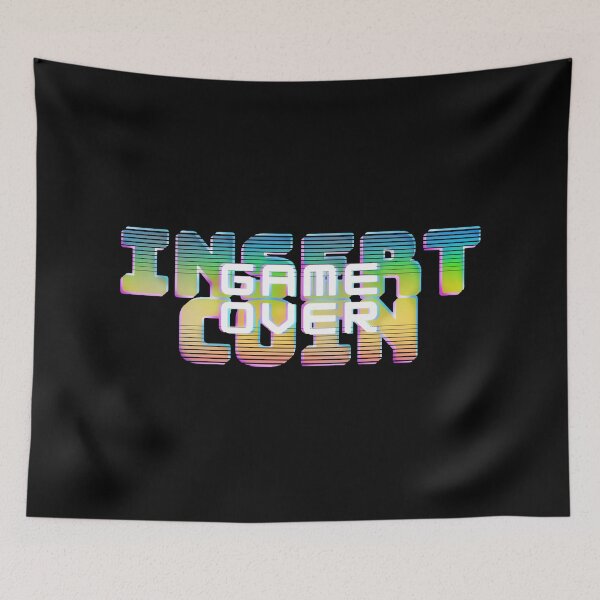Item preview, INSERT COIN/GAME OVER Gaming Synthwave Writing Sign designed and sold by Synthwave Poem.