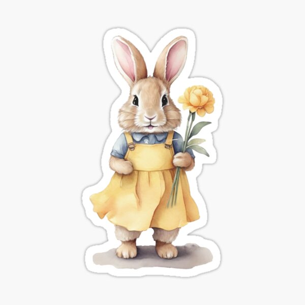 Item preview, Happy Spring Bunny, Flora Baby Rabbit, Yellow Flower and Cute Bunny, Bright my Day designed and sold by Mon Petite Gift Co.