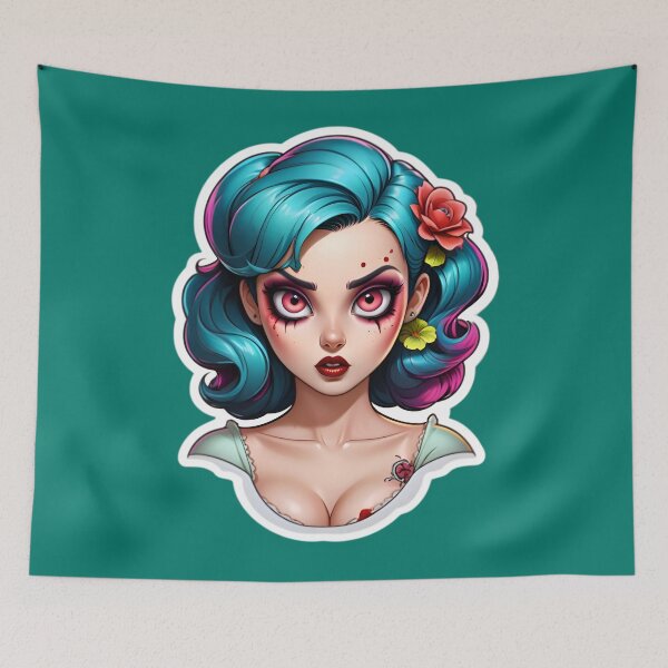 Aperçu de l'œuvre Cute Vintage Anime Zombie Pinup Girl créée et vendue par TheArtOfPat.